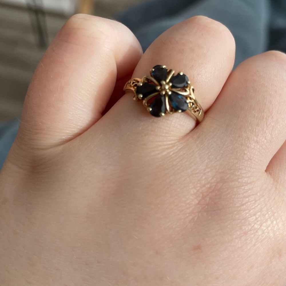 10K Yellow Gold Lab Grown Blue Sapphire Ring